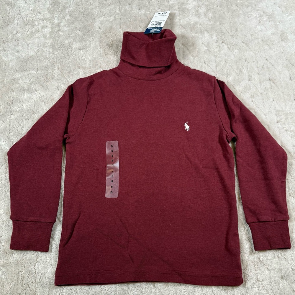 Vintage Polo Ralph Lauren Turtleneck Long Sleeve Embroidered Logo Youth Sz 5 NWT